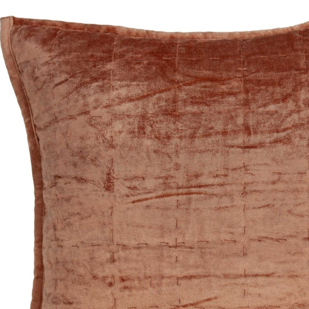 20" X 7" X 20" Transitional Orange Solid Quilted Pillow Cover With Poly Insert — view 7