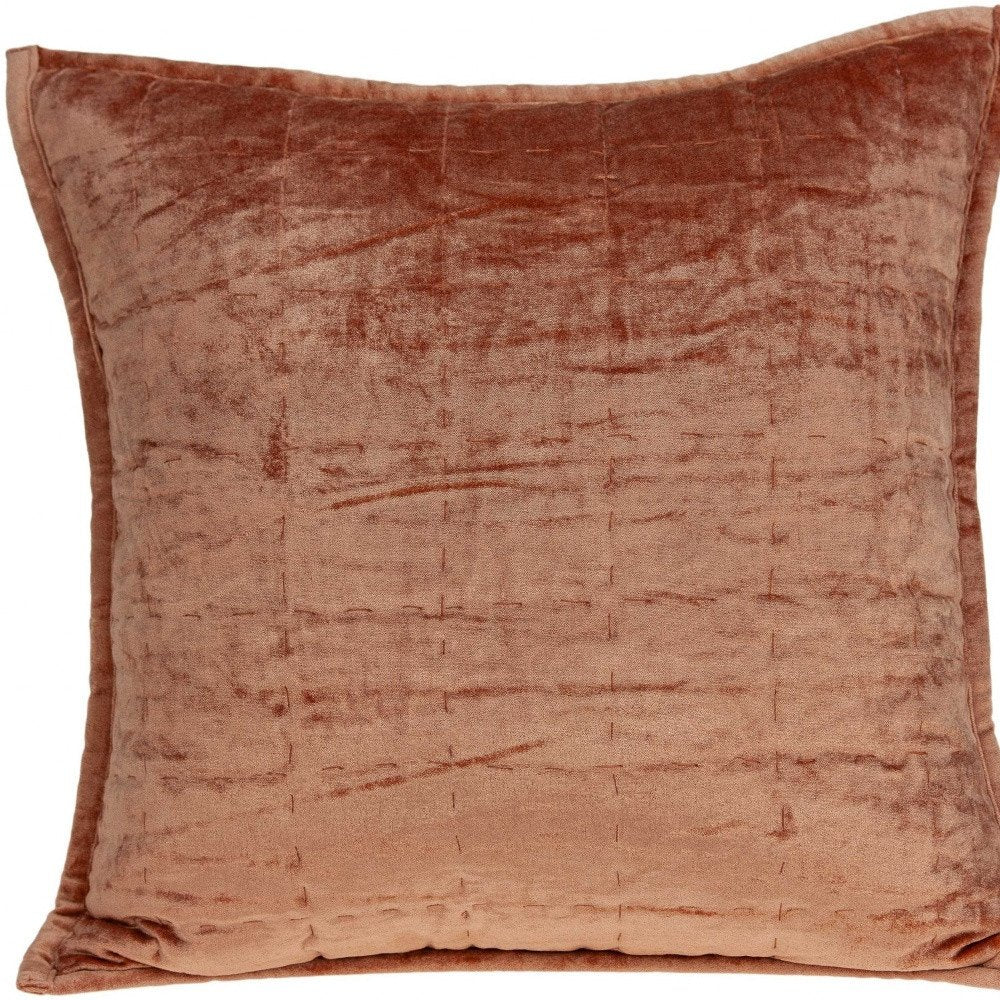 20" X 7" X 20" Transitional Orange Solid Quilted Pillow Cover With Poly Insert — view 8