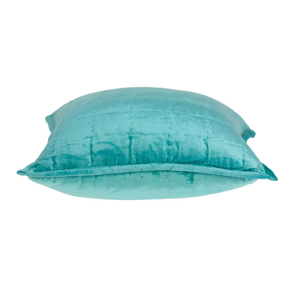 20" X 7" X 20" Transitional Aqua Solid Quilted Pillow Cover With Poly Insert — view 3
