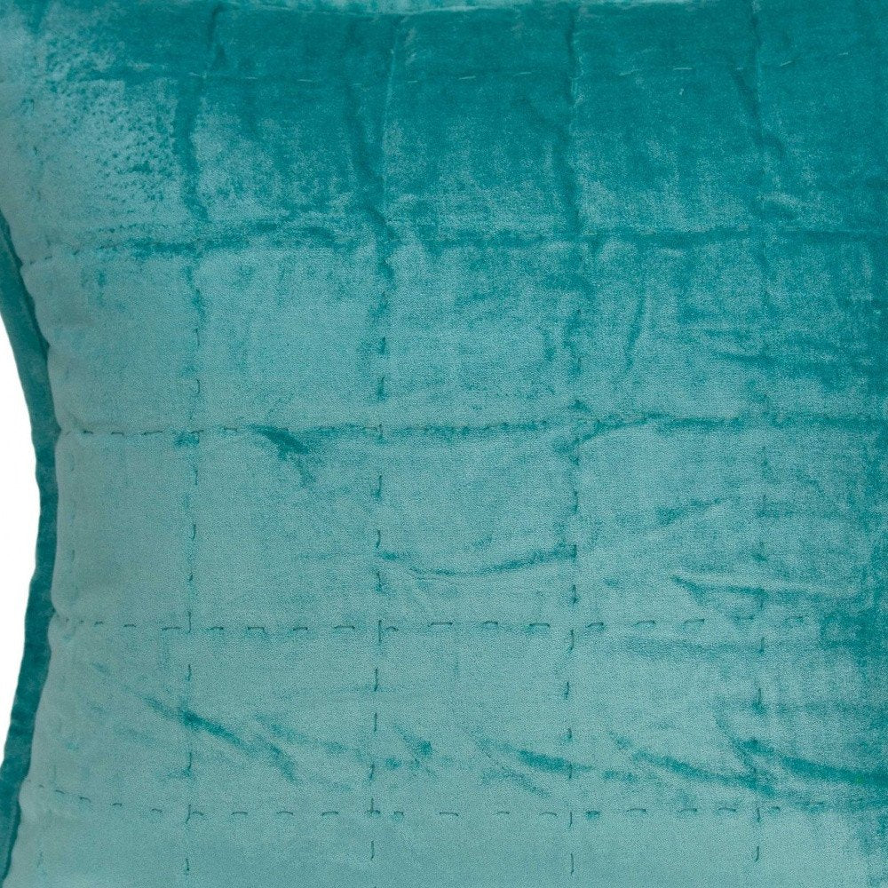 20" X 7" X 20" Transitional Aqua Solid Quilted Pillow Cover With Poly Insert — view 7