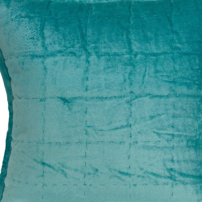 20" X 7" X 20" Transitional Aqua Solid Quilted Pillow Cover With Poly Insert