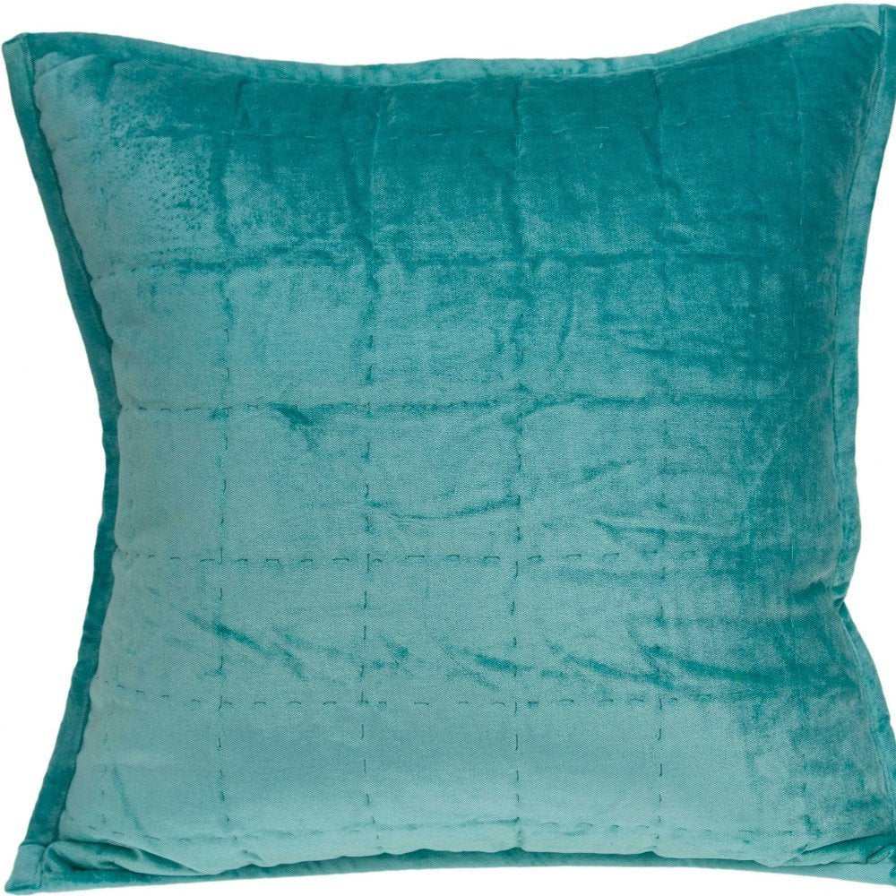 20" X 7" X 20" Transitional Aqua Solid Quilted Pillow Cover With Poly Insert — view 8