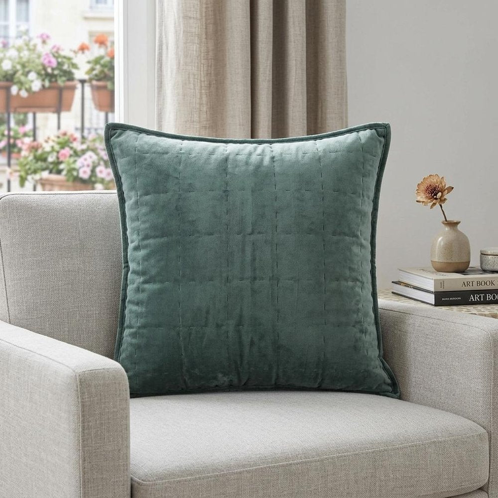 20" X 7" X 20" Transitional Sea Foam Solid Quilted Pillow Cover With Poly Insert — view 9