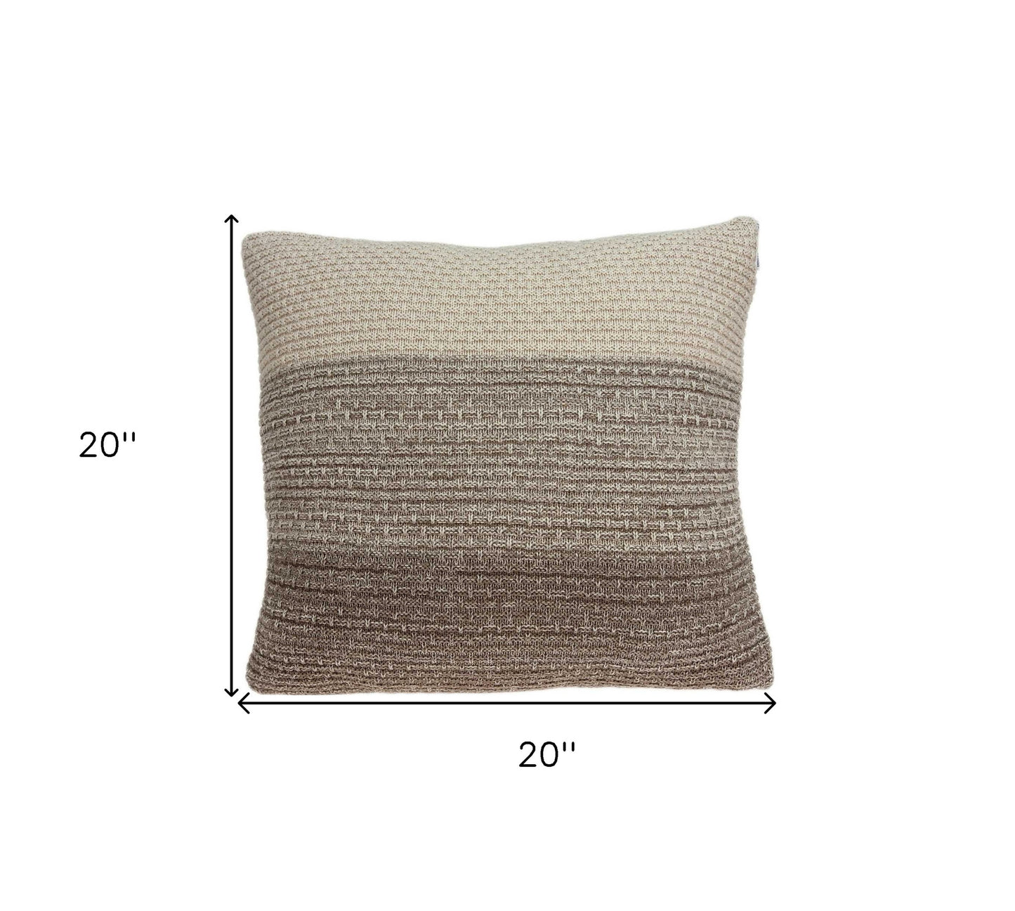 20" X 20" Beige and Brown Cotton Pillow