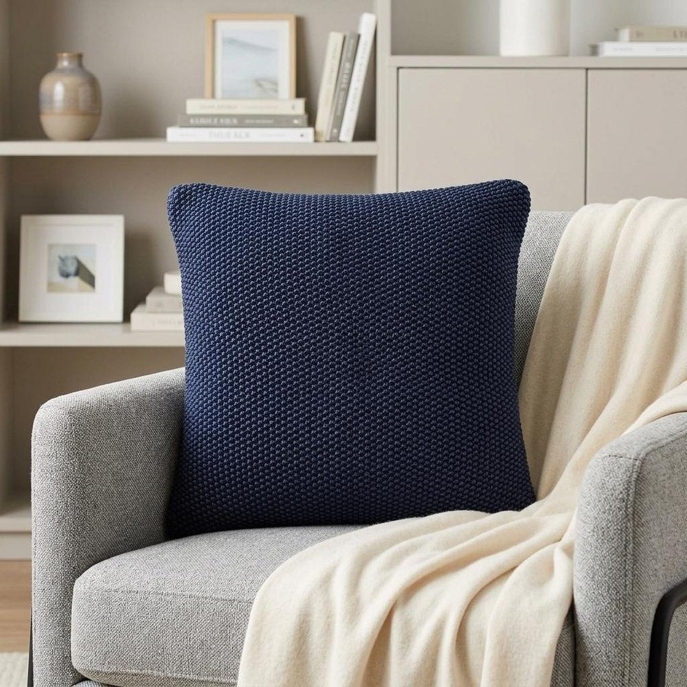 18" X 5" X 18" Transitional Blue Pillow Cover With Poly Insert — view 8