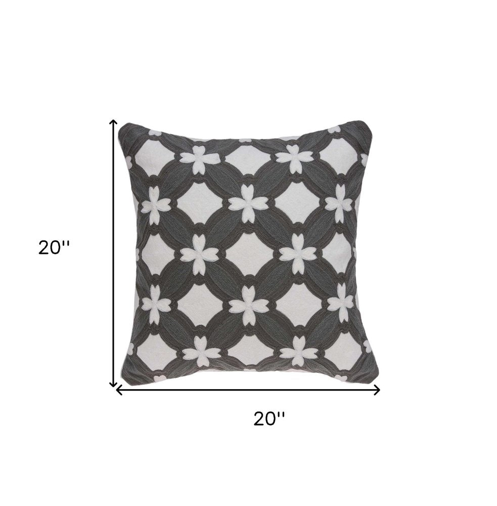 20" X 7" X 20" Transitional Gray And White Pillow Cover With Poly Insert — view 6
