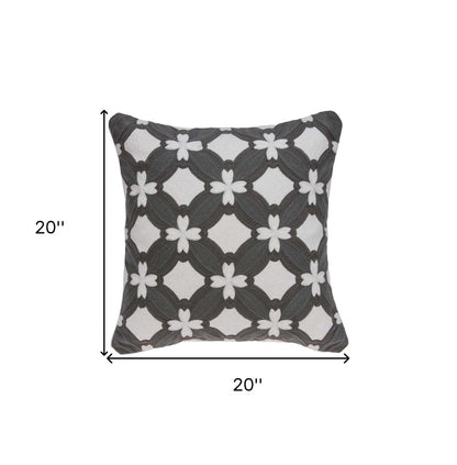 20" X 7" X 20" Transitional Gray And White Pillow Cover With Poly Insert