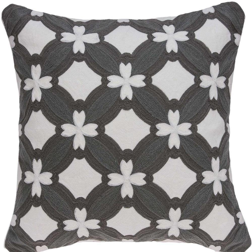 20" X 7" X 20" Transitional Gray And White Pillow Cover With Poly Insert — view 8