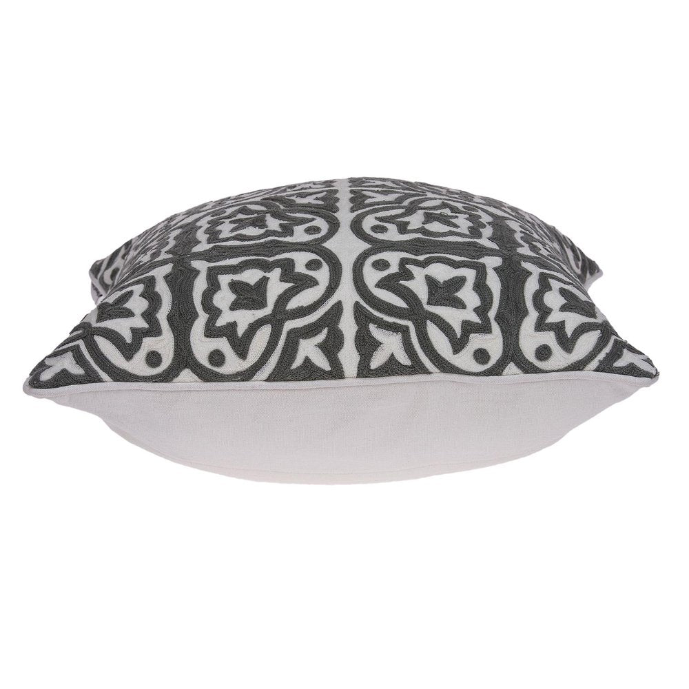 20" Gray And White Stencil Cotton Throw Pillow — view 3