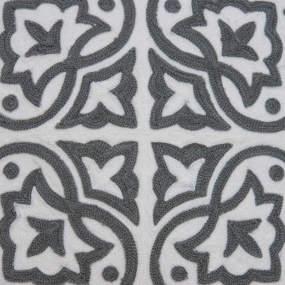20" Gray And White Stencil Cotton Throw Pillow — view 5
