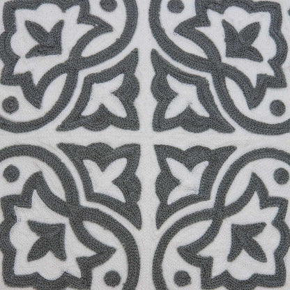 20" Gray And White Stencil Cotton Throw Pillow
