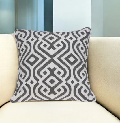 20" X 7" X 20" Gray And White Accent Pillow Cover With Poly Insert