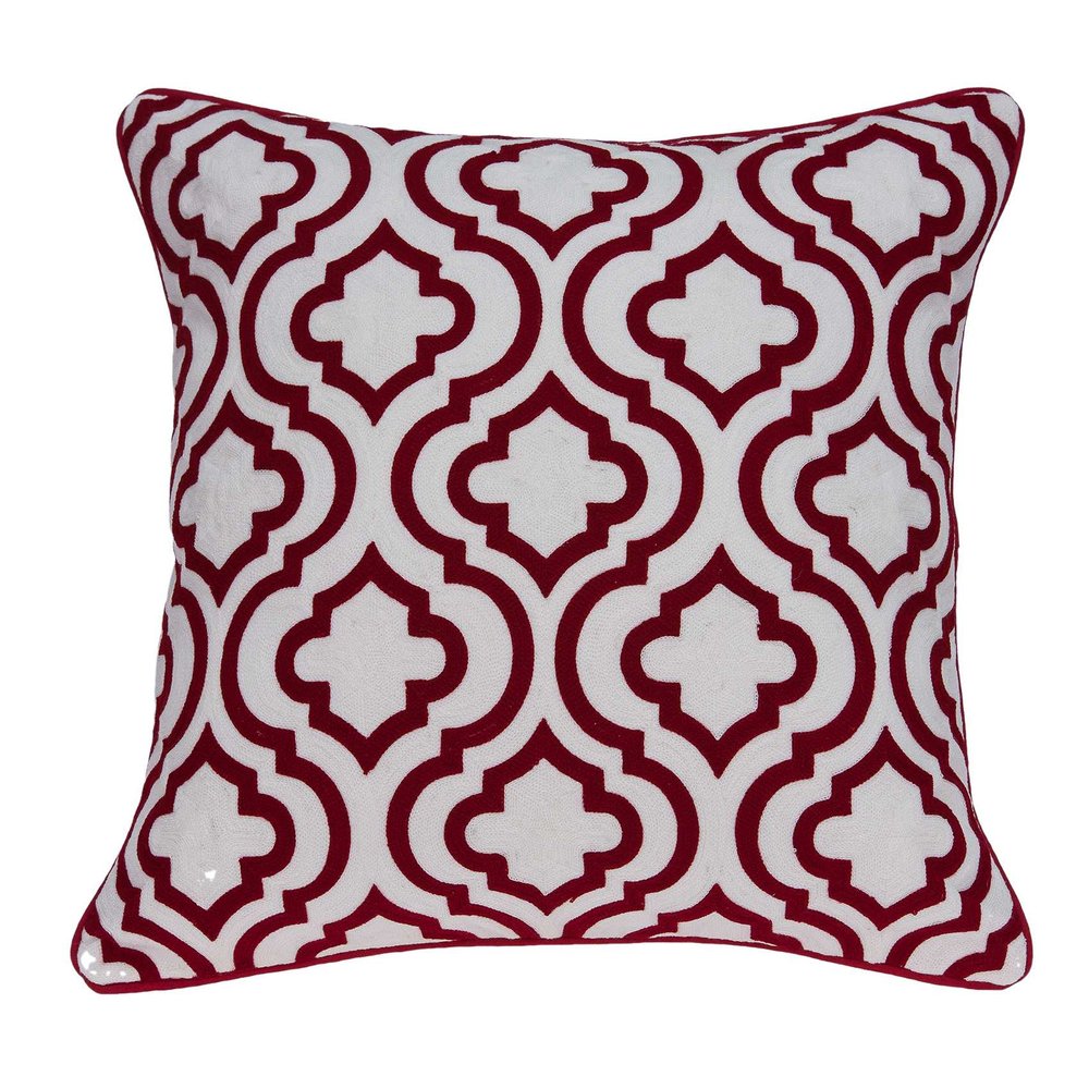 20" X 7" X 20" Transitional Red And White Accent Pillow Cover With Poly Insert — view 1