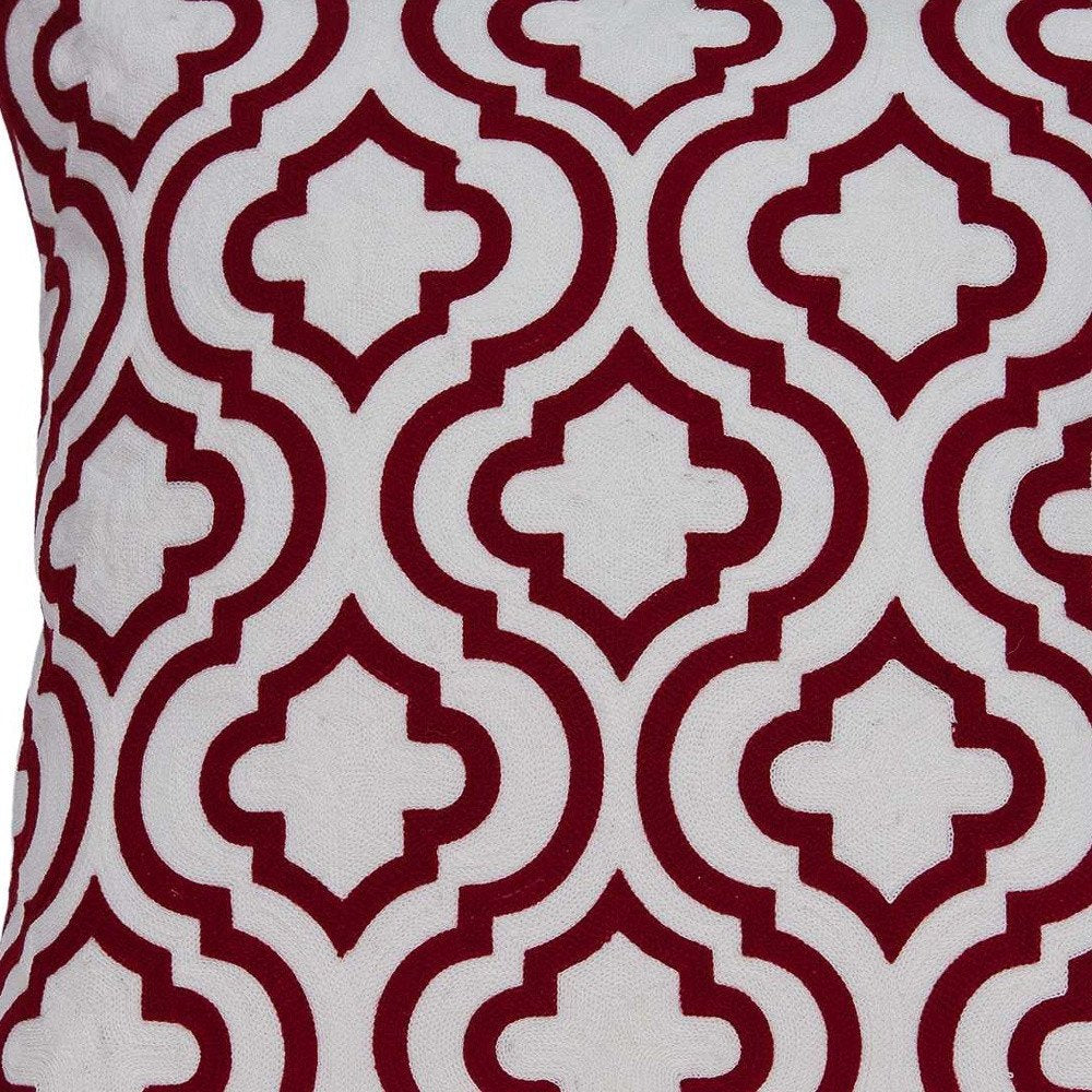 20" X 7" X 20" Transitional Red And White Accent Pillow Cover With Poly Insert — view 7