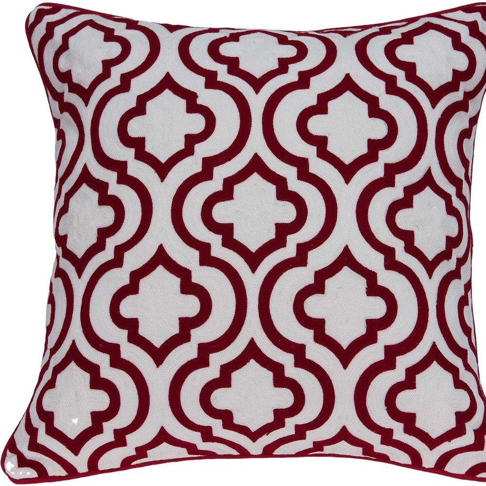 20" X 7" X 20" Transitional Red And White Accent Pillow Cover With Poly Insert — view 8