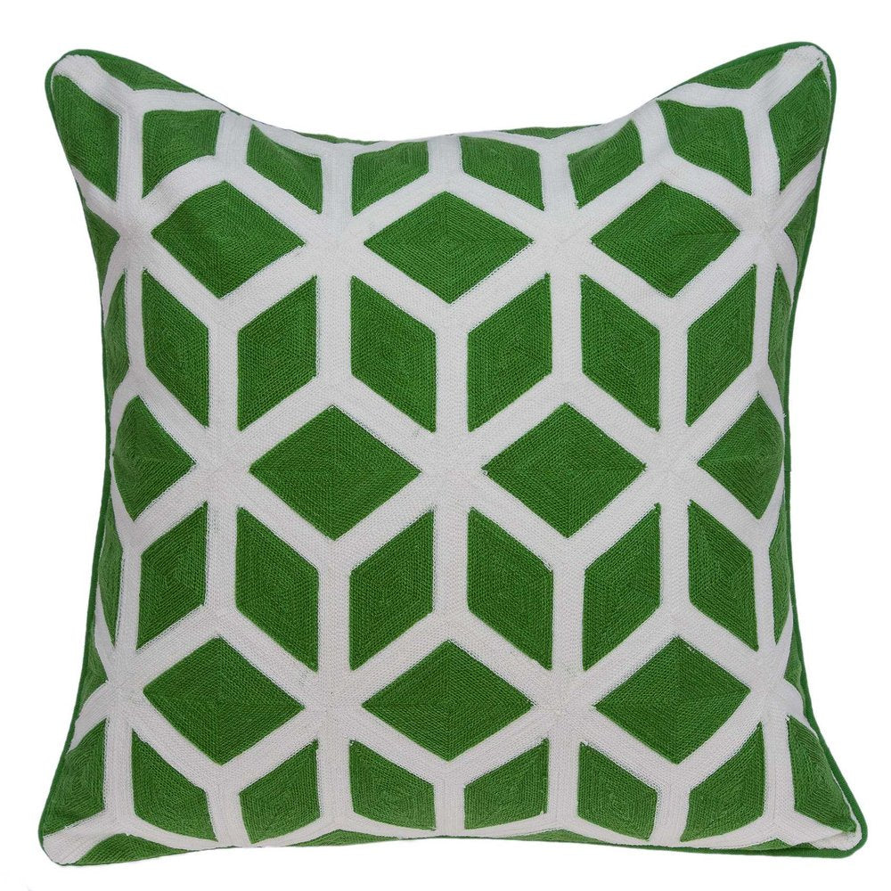 20" Green and White Throw Pillow — view 1