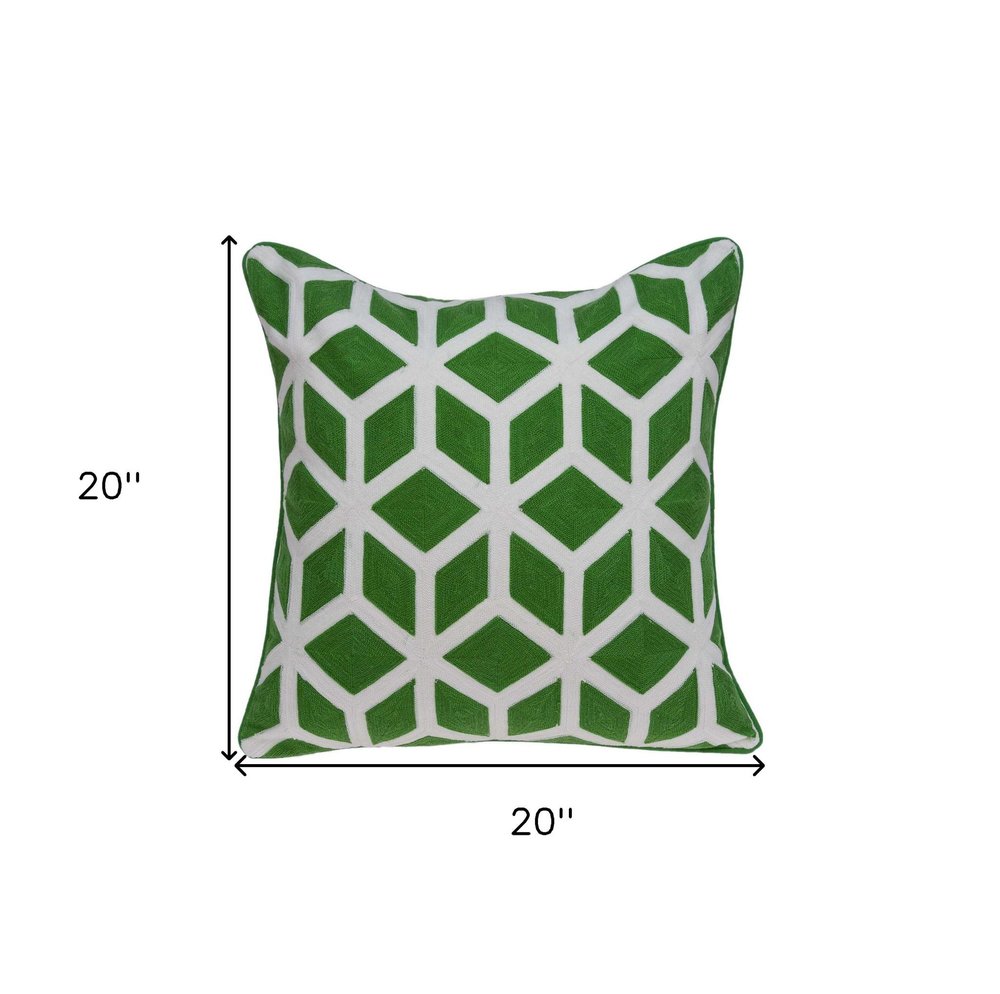 20" Green and White Throw Pillow — view 6