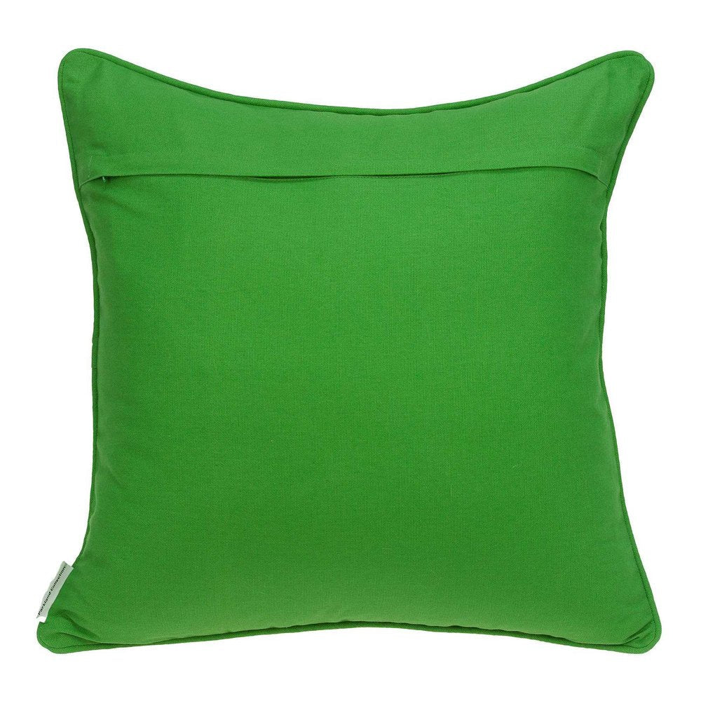 20" Green And White Stencil Cotton Throw Pillow — view 3
