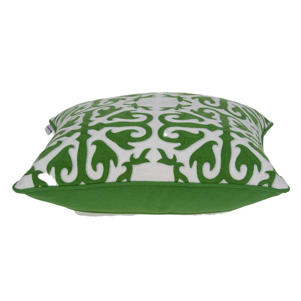 20" Green And White Stencil Cotton Throw Pillow HomeRoots
