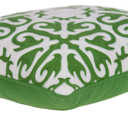 20" Green And White Stencil Cotton Throw Pillow HomeRoots