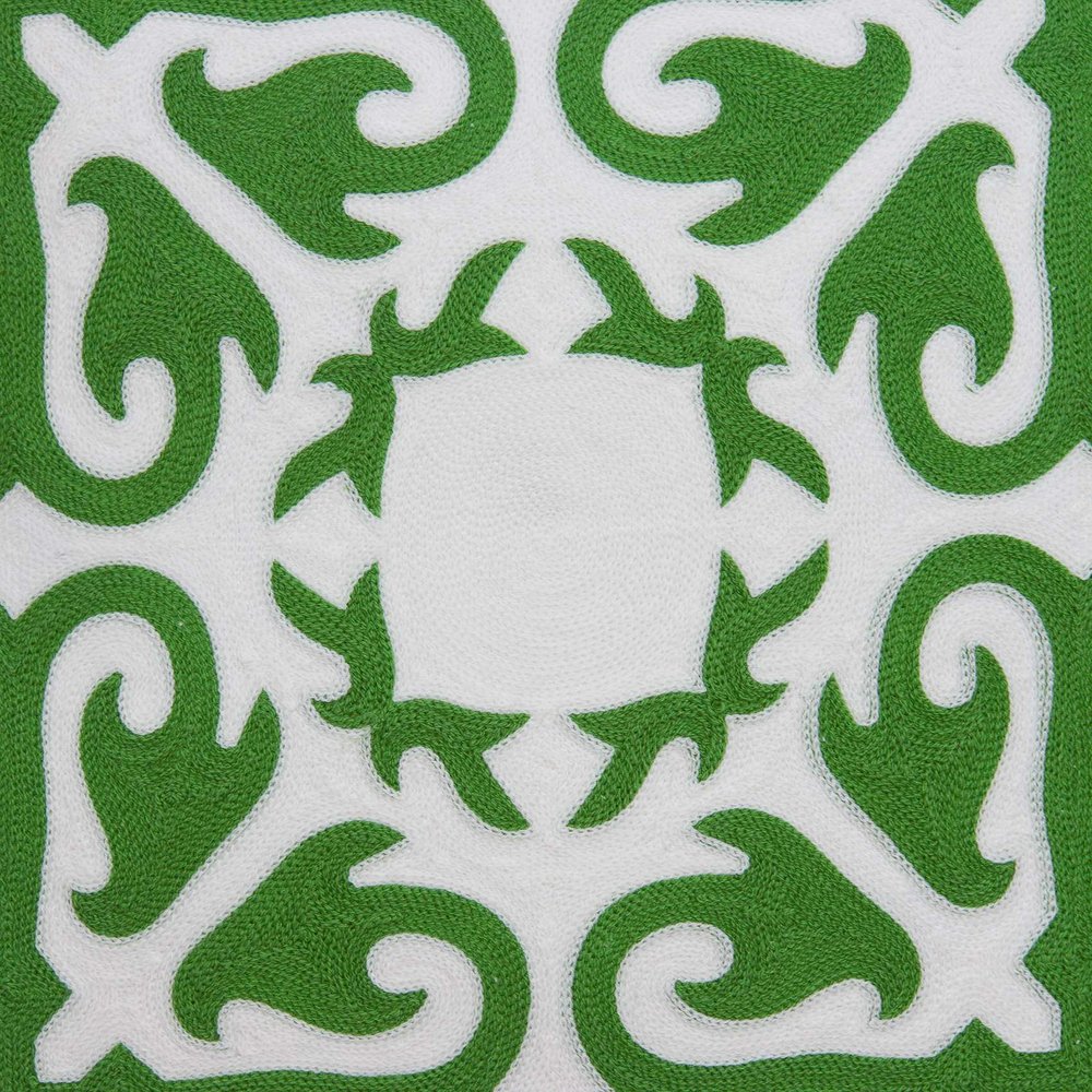 20" Green And White Stencil Cotton Throw Pillow HomeRoots