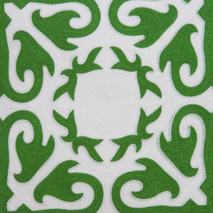20" Green And White Stencil Cotton Throw Pillow HomeRoots