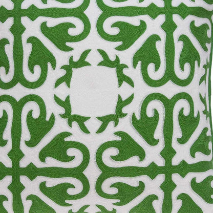20" Green And White Stencil Cotton Throw Pillow HomeRoots