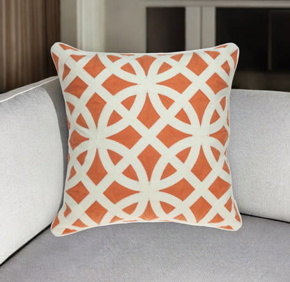 20" X 7" X 20" Transitional Orange Pillow Cover With Poly Insert