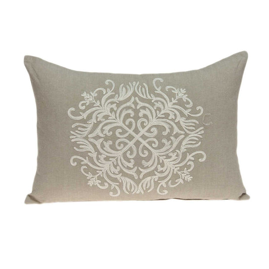 14" X 20" Beige Cotton Throw Pillow