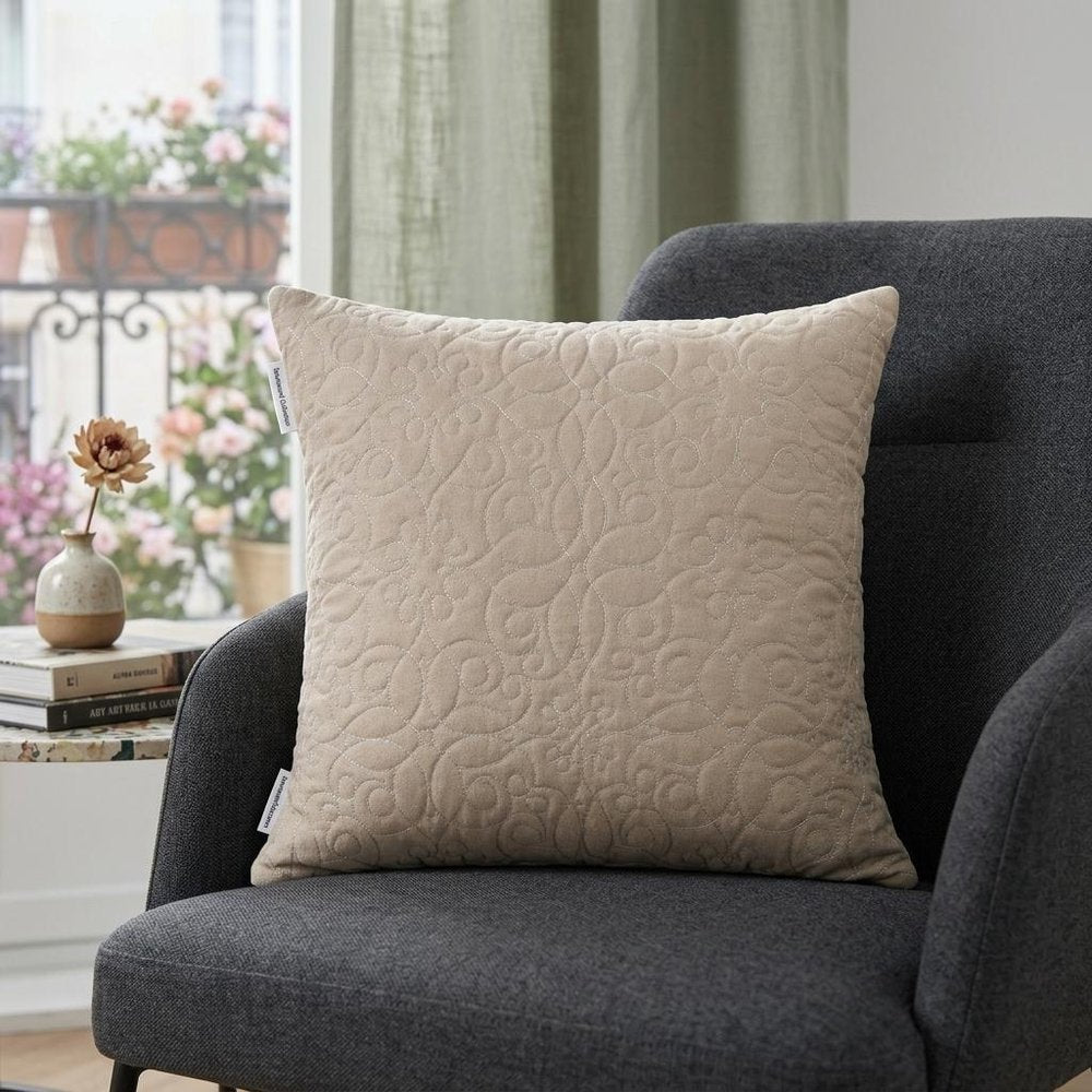 20" Tan Swirl Cotton Throw Pillow — view 8