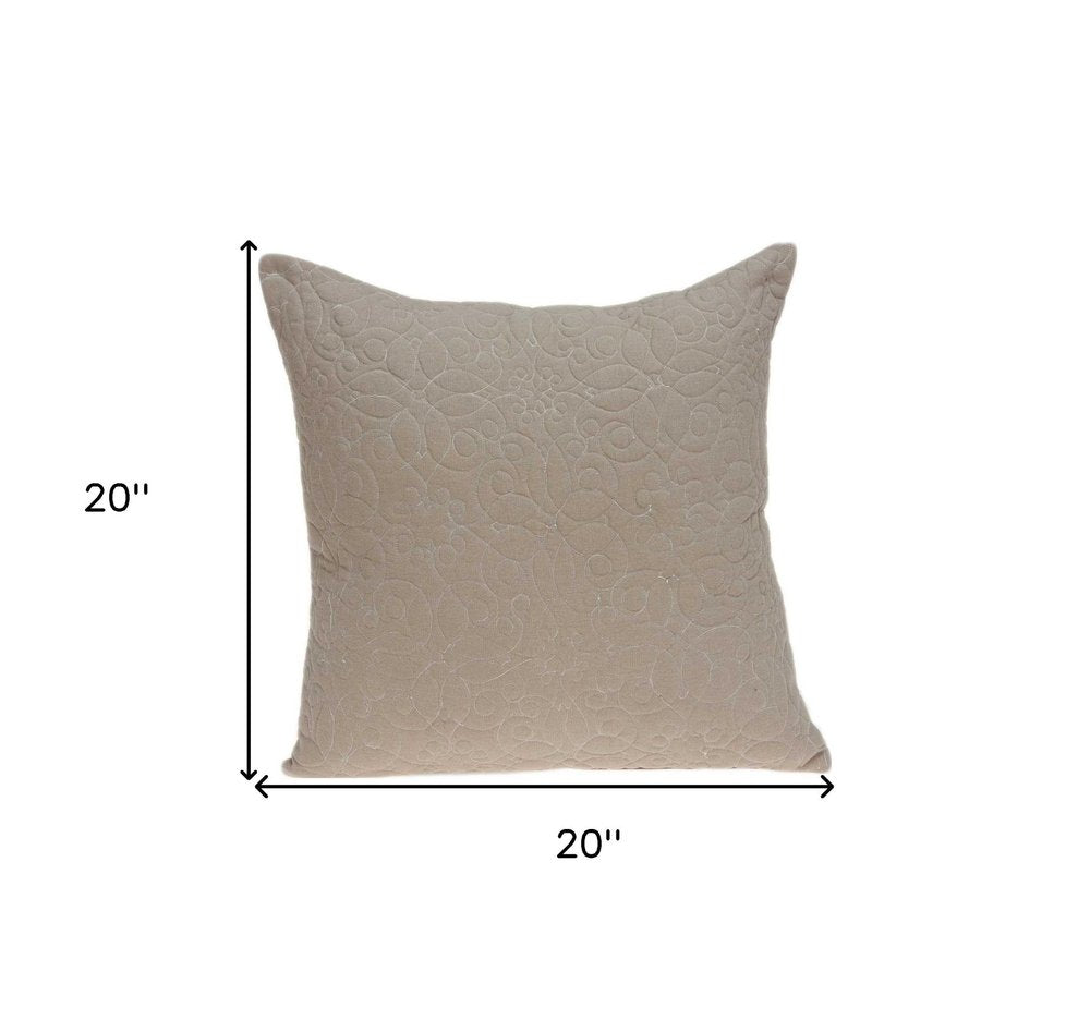 20" Tan Swirl Cotton Throw Pillow — view 5