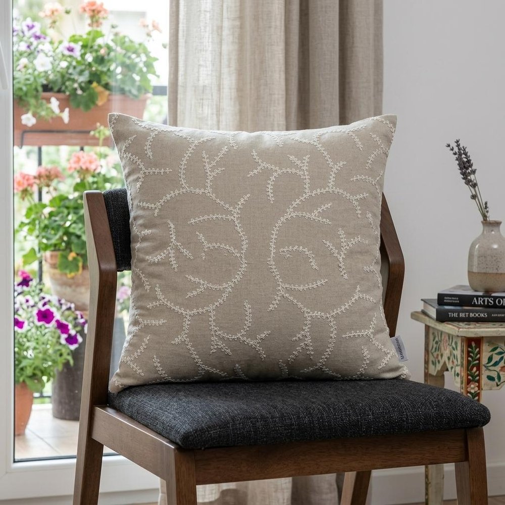 20" X 7" X 20" Elegant Transitional Beige Pillow Cover With Poly Insert — view 9