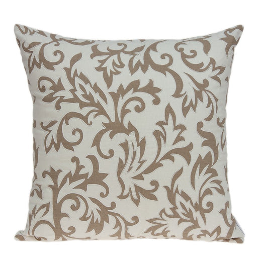 20" Beige Cotton Throw Pillow Cover