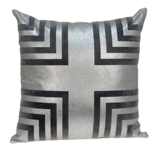 20" Gray Faux Leather Throw Pillow