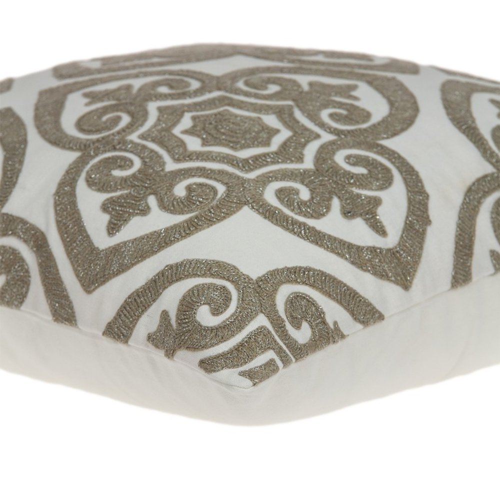 20" Ivory Damask Cotton Throw Pillow — view 5
