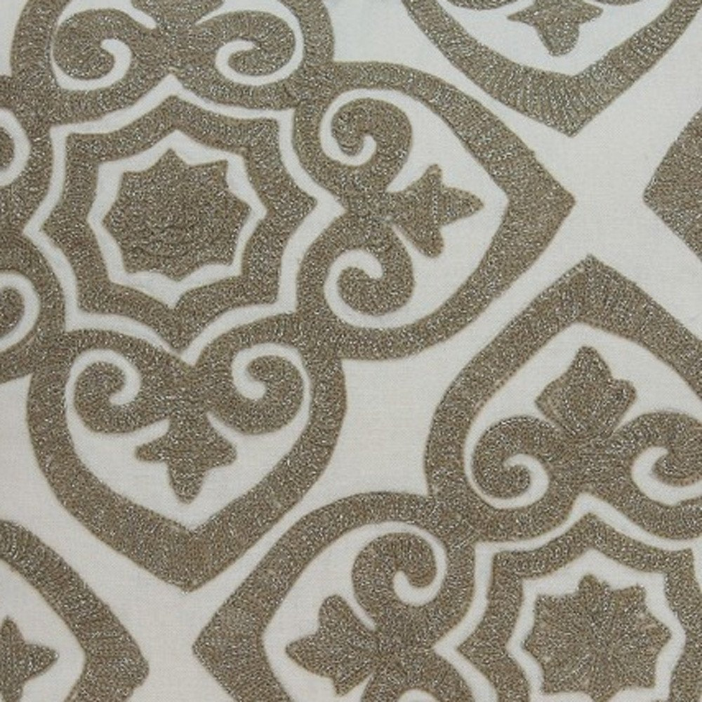 20" Ivory Damask Cotton Throw Pillow — view 7