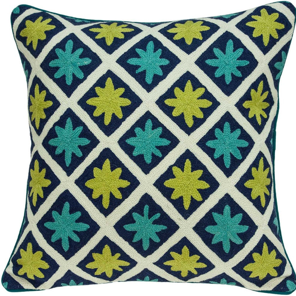 20" X 7" X 20" Handmade Shades Of Green Pillow Cover With Poly Insert