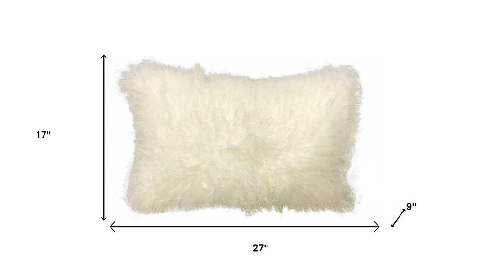 20" Creamy Genuine Tibetan Lamb Fur Pillow With Microsuede Backing — view 4