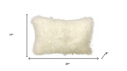 20" Creamy Genuine Tibetan Lamb Fur Pillow With Microsuede Backing