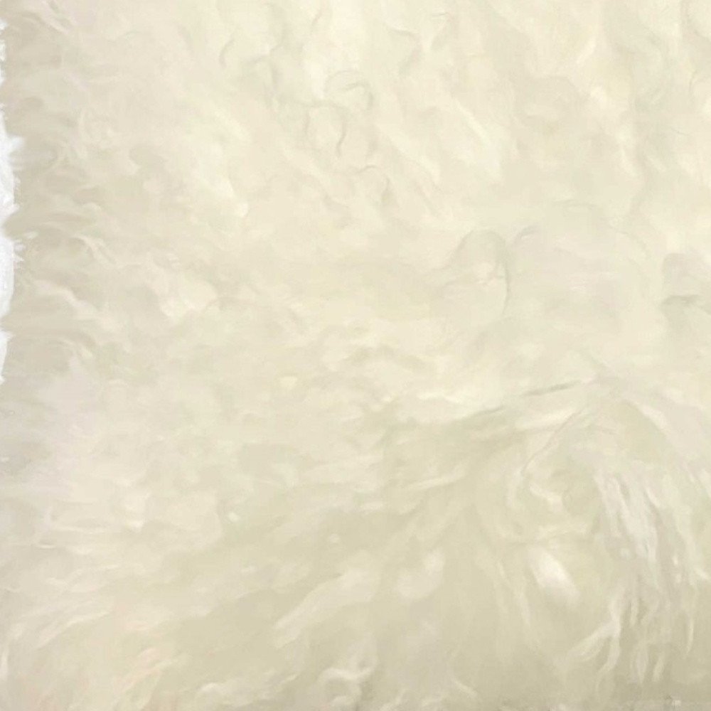 20" Creamy Genuine Tibetan Lamb Fur Pillow With Microsuede Backing — view 5