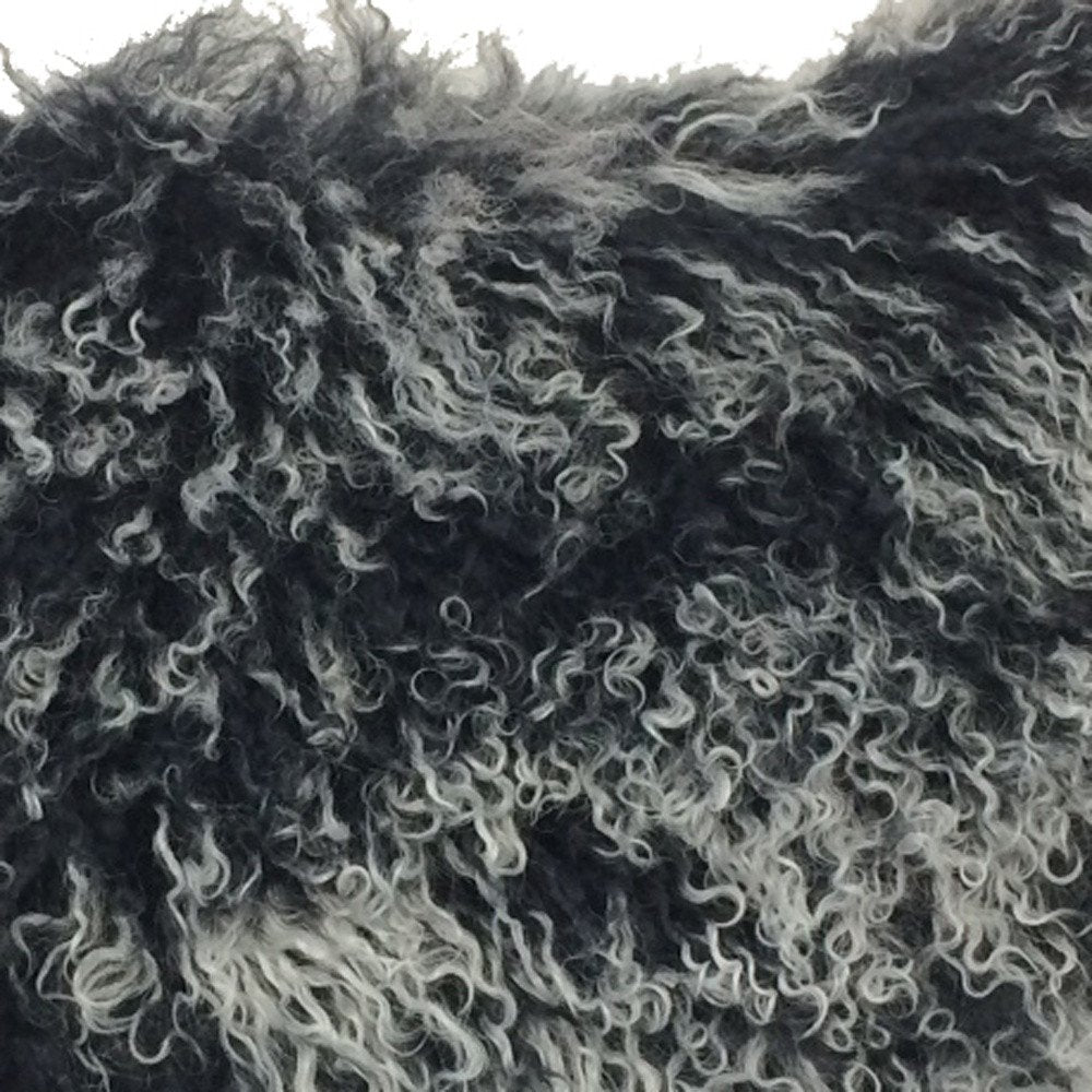 17" Black Genuine Tibetan Lamb Fur Pillow With Microsuede Backing — view 3