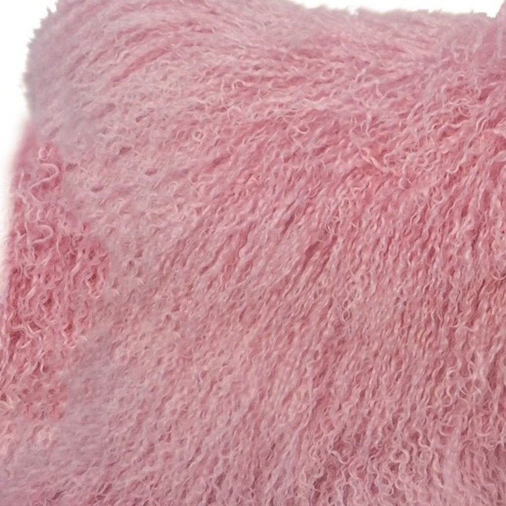 15" X 25" Pink Lambswool Down Lumbar Throw Pillow — view 5