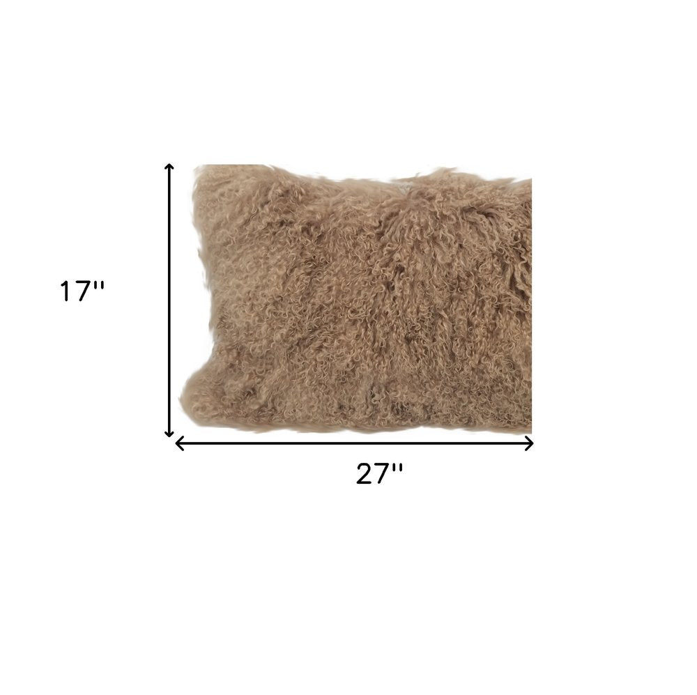 17" X 27" Beige Microsuede Down Lumbar Throw Pillow — view 3