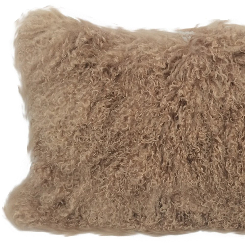 17" X 27" Beige Microsuede Down Lumbar Throw Pillow — view 5