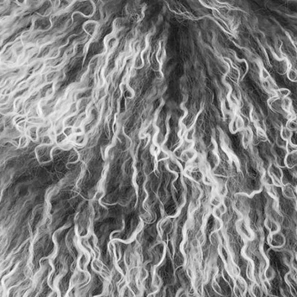 20" Grey Genuine Tibetan Lamb Fur Pillow With Microsuede Backing — view 5
