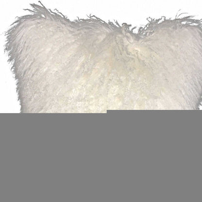 20" Bright White Genuine Tibetan Lamb Fur Pillow With Microsuede Backing
