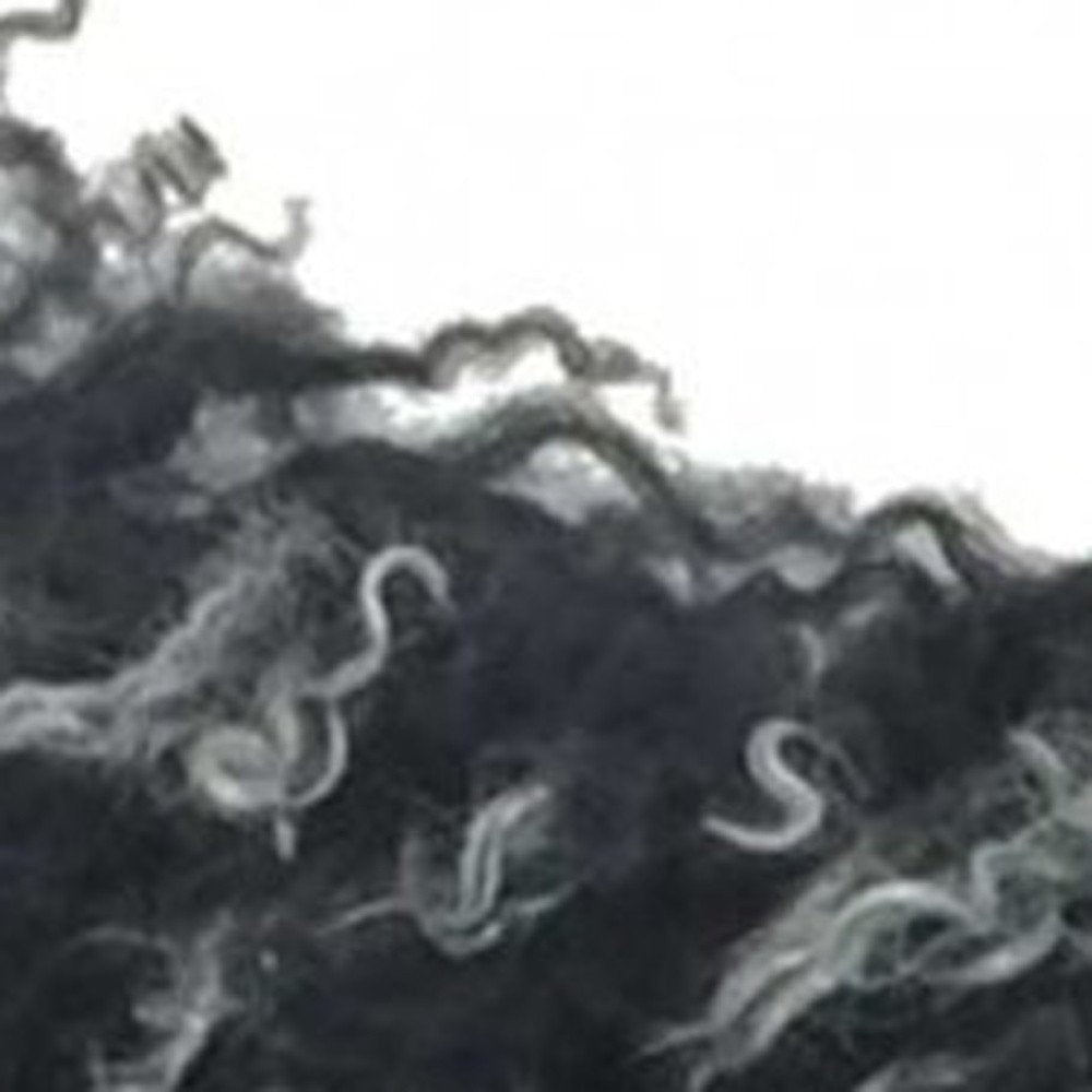 20" Black White Genuine Tibetan Lamb Fur Pillow With Microsuede Backing — view 4