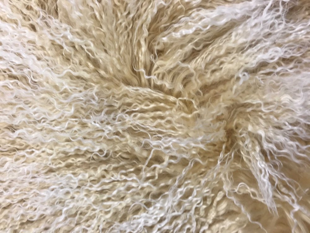 20" Gold Genuine Tibetan Lamb Fur Pillow With Microsuede Backing — view 6