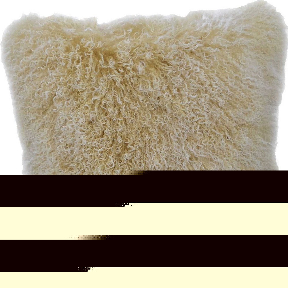 20" Gold Genuine Tibetan Lamb Fur Pillow With Microsuede Backing — view 4