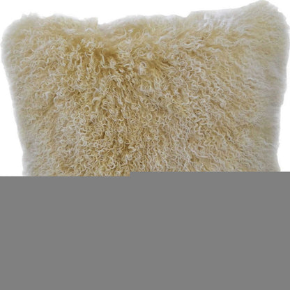 20" Gold Genuine Tibetan Lamb Fur Pillow With Microsuede Backing